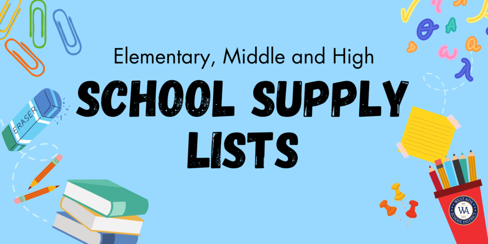 elementary, middle and high school supply lists