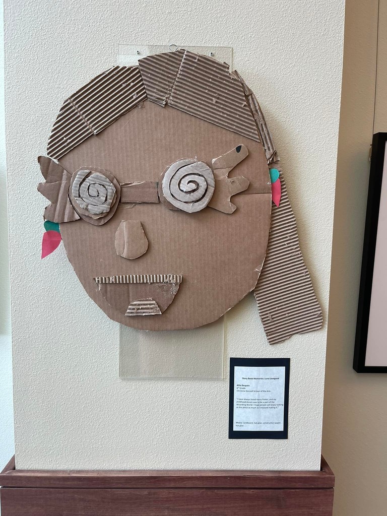 girls face made out of cardboard - student artwork