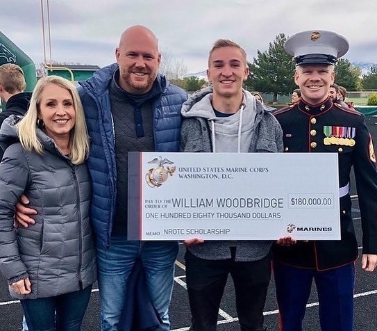 will poolridge earns scholarship check with parents and marine