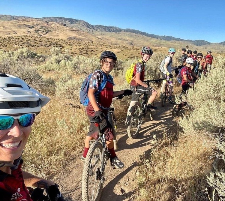 mountain bike team in foothills